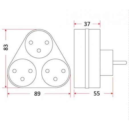 Rozgalezniki - biały rozgałęźnik potrójny z uziemieniem z-3 rum-lux 