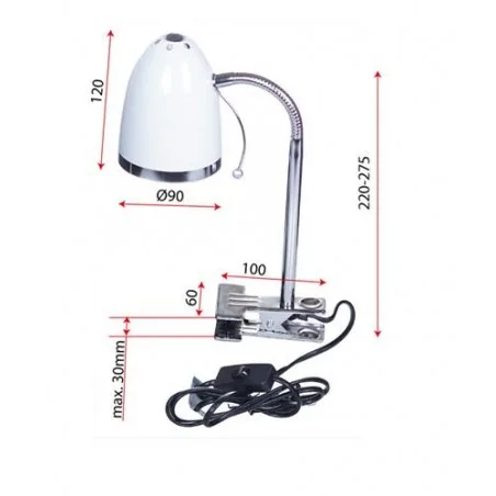 Lampki-biurkowe - lampka biurkowa na klipsa ruchoma e27 40w lb/0210 rum-lux 