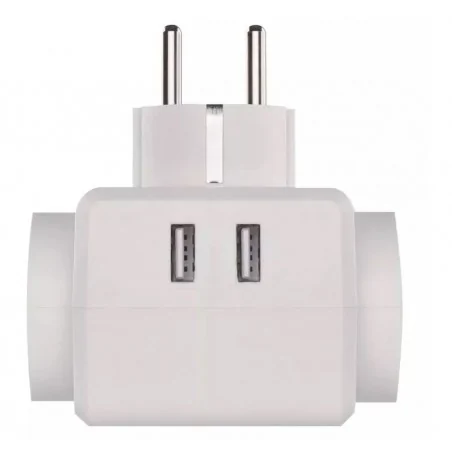 Rozgalezniki - rozgałęźnik potrójny biały z uziemieniem plus 2 wejścia usb p0024u  emos 