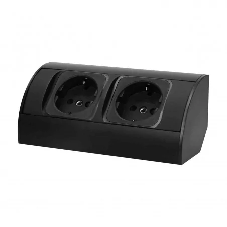Gniazda-meblowe - gniazdo meblowe czarne w wersji schuko 2x2p+z or-ae-1303(gs)/b orno 