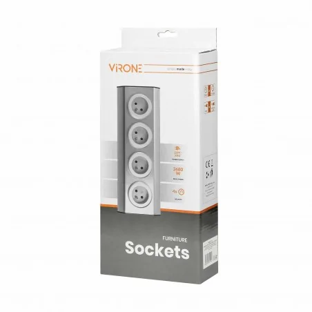 Gniazda-meblowe - kuchenne gniazdo meblowe montaż na rzepy 4x2p+z 16a fs-2 orno 