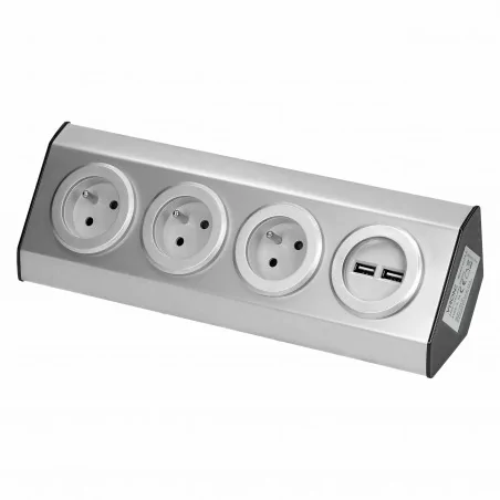 Gniazda-meblowe - gniazdo meblowe kuchenne montowane na rzepy z ładowarką usb 3x2p+z 2xusb fs-3 orno 