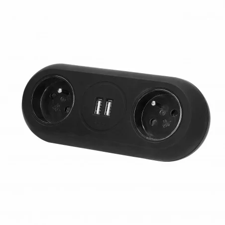 Gniazda-meblowe - gniazdo meblowe z uchwytem montażowym, ładowarką usb or-ae-13197/b orno 