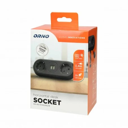 Gniazda-meblowe - gniazdo meblowe schuko z ładowarką usb 2 gniazda 2p+z 2xusb  or-ae-13133(gs)/b orno 