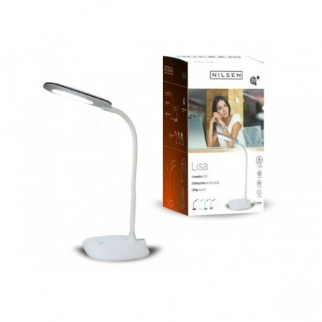 Lampki-biurkowe - biała lampka led na biurko 6,5w 4000k 420lm lisa px015e nilsen 