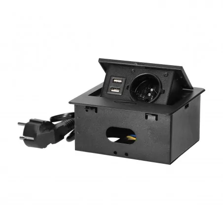 Gniazda-meblowe - wpuszczane gniazdo meblowe z ładowarką usb + przewód 1,5m or-gm-9029/b orno 