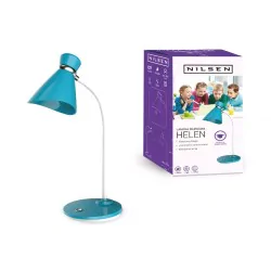 Lampki-biurkowe - niebieska lampka na biurko z tworzywa 40w e27 helen bl013 nilsen 