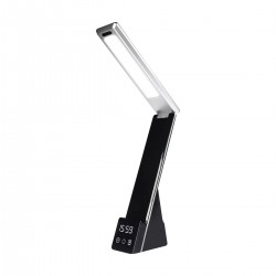 Lampki-biurkowe - lampka biurkowa led z ładowarką indukcyjną zegarem i budzikiem usb neo black nilsen ma021e 