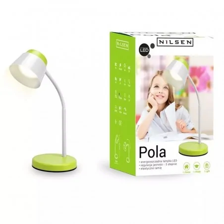 Lampki-biurkowe - ma009 biało-zielona lampka led ściemnialna 6w 4000k 320lm pola nilsen 