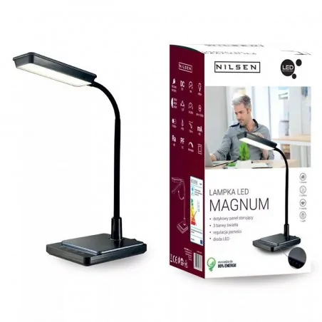 Lampki-biurkowe - lampka biurkowa led magnum czarna 8w zmienne światło ściemnialna bl007 nilsen 
