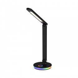 Lampki-biurkowe - czarna lampka biurkowa ze światłem rgb w podstawie 11w zmienna barwa magic round nilsen