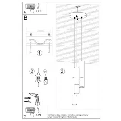 Lampy-sufitowe - lampa wisząca potrójna czarno-miedziana 3xgu10 loopez sl.0949 sollux 