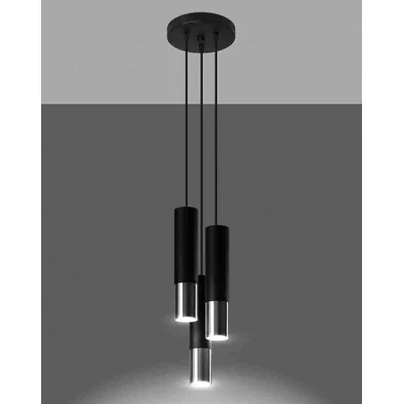 Lampy-sufitowe - czarna lampa wisząca 3 tuby 3xgu10 loopez sl.0943 sollux 