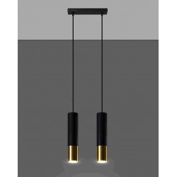 Oswietlenie-sufitowe - lampa sufitowa tuba czarno-złota 2xgu10 loopez sl.0953 sollux lighting 