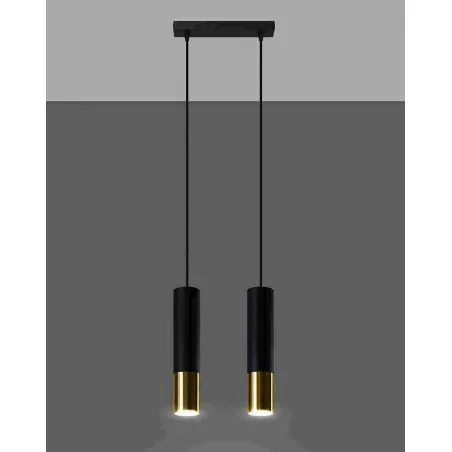 Oswietlenie-sufitowe - lampa sufitowa tuba czarno-złota 2xgu10 loopez sl.0953 sollux lighting 