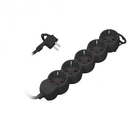 Listwy-zasilajace - czarny przedłużacz na 5 gniazd 3m z uziemieniem schuko or-ae-13149(gs)/b/3m orno 