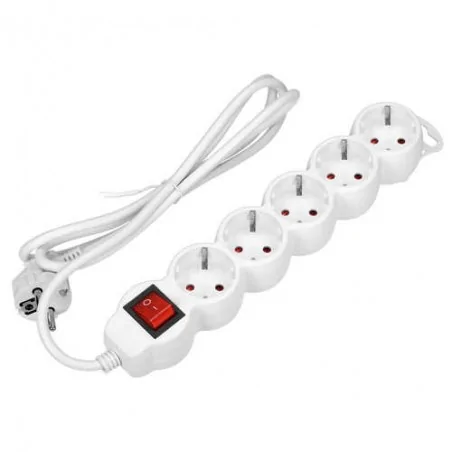 Listwy-zasilajace - przedłużacz na 5 gniazd z wyłącznikiem uziemienie wersja schuko 1,5m biały or-ae-13150(gs)/w/1,5m orno 