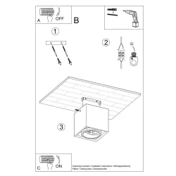 Lampy-sufitowe - lampa sufitowa z betonu kwadratowa gu10 valde sl.0646 sollux 