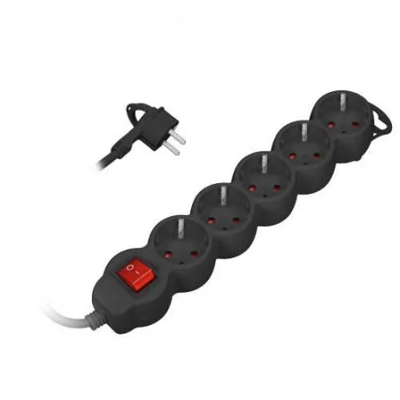 Listwy-zasilajace - 3-metrowy przedłużacz na 5 gniazd czarny z wyłącznikiem or-ae-13150(gs)/b/3m orno 