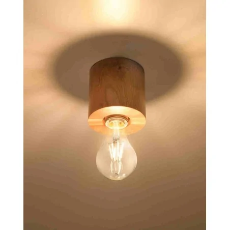 Plafony - okrągła lampa sufitowa z naturalnego drewna 1xe27 salgado sl.0672 sollux 