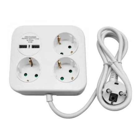 Listwy-zasilajace - kwadratowa listwa zasilająca w wersji schuko 2xusb 1,4m ps-4(gs)/w orno 