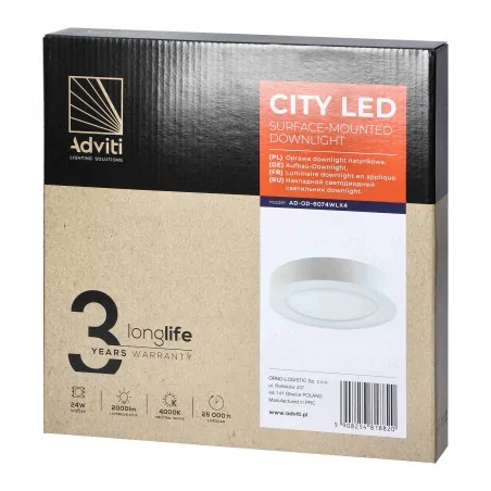 Oprawy-sufitowe - lampa downlight natynkowa 2000lm 4000k wbudowany zasilacz led 24w city ad-od-6074wlx4 orno 