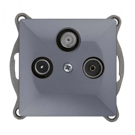 Gniazda-antenowe - srebrne gniazdo abonenckie "rtv" satelitarne 3db końcowe gaps-p/k perła abex 