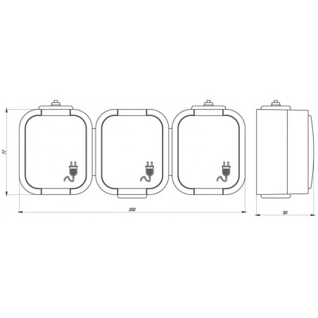 Gniazda-potrojne-natynkowe - szare gniazdo bryzgoszczelne potrójne natynkowe ip54 z klapką nt-316 b2  abex 