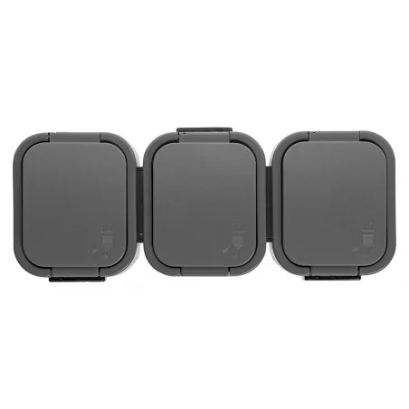 Gniazda-potrojne-natynkowe - szare gniazdo bryzgoszczelne potrójne natynkowe ip54 z klapką nt-316 b2  abex 