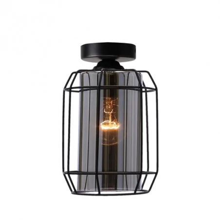 Lampy-sufitowe - czarna lampa sufitowa dymiony klosz 1xe27 40w jonera 31-08404 candellx 