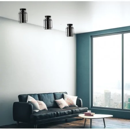 Lampy-sufitowe - czarna lampa sufitowa dymiony klosz 1xe27 40w jonera 31-08404 candellx 