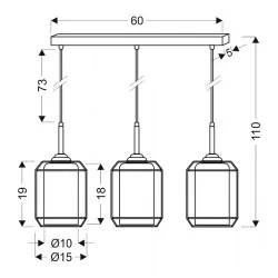 Lampy-sufitowe - potrójna lampa wisząca czarna listwa 60cm 3xe27 40w jonera 33-08435 candellux 