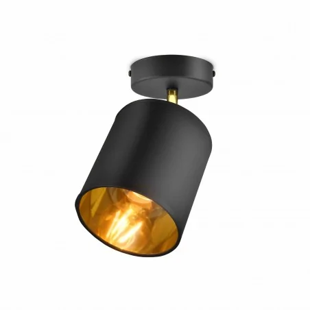 Lampy-sufitowe - lampa na ścianę i sufit czarno-złota 1x60w e27 bati ad-ld-6269be27m orno 