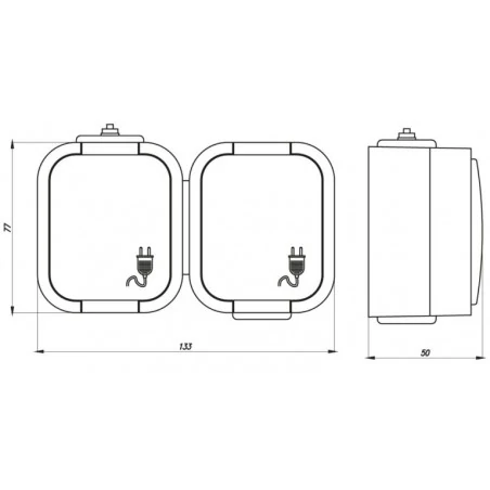 Gniazda-podwojne-natynkowe - szare gniazdo bryzgoszczelne pojedyncze z klapką i włącznikiem światła w poziomie ip54 b2 gwn-b2 abex 