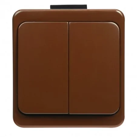 Wylaczniki-podwojne - brązowy wyłącznik światła podwójny natynkowy ip44 wnt-2s smart abex 