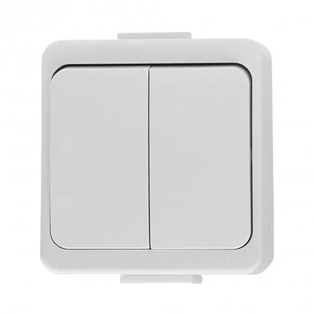 Wylaczniki-podwojne - wyłącznik podwójny natynkowy biały podświetlany ip44 wnt-2s/s smart abex 