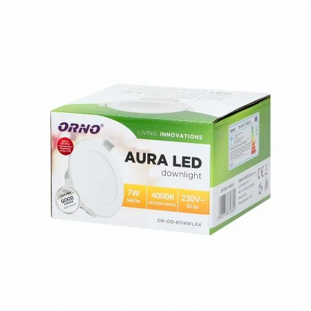 Oprawy-sufitowe - biała oprawa downlight, podtynkowa 560lm 4000k led 7w aura or-od-6114wlx4 orno 