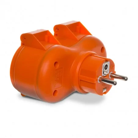 Rozgalezniki - rozgałęźnik hermetyczny zewnętrzny na 2 gniazda z klapką pomarańczowy 2x2p+z  r-270p abex 