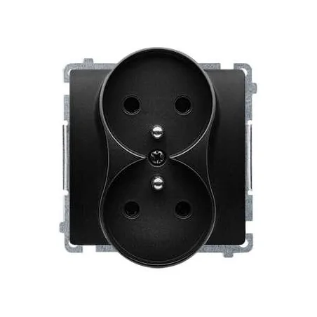 Gniazda-elektryczne - gniazdo elektryczne podwójne z uziemieniem i przesłonami torów prądowych czarny mat bmgz2mz.01/49 simon basic kontakt-simon 