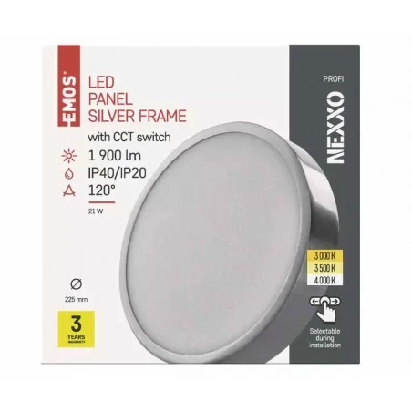 Oprawy-sufitowe - srebrny panel led natynkowy okrągły 21w, cct nexxo zm5243 emos 
