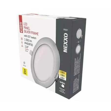 Oprawy-sufitowe - srebrna oprawa sufitowa podtynkowa cct 12w led nexxo zd1233 emos 