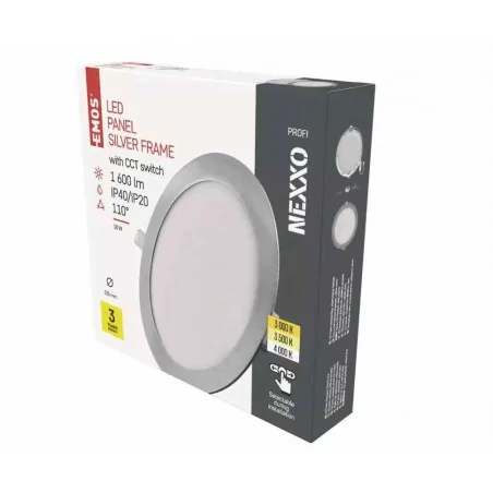 Oprawy-sufitowe - panel okrągła led wpuszczany srebrna 18w cct nexxo zd1243 emos 