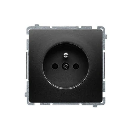 Gniazda-pojedyncze-podtynkowe - gniazdo pojedyncze z uziemieniem i przesłonami torów prądowych czarny mat bmgz1z.01/49 simon basic kontakt-simon 