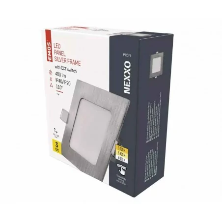 Oprawy-sufitowe - srebrna oprawa sufitowa kwadratowa led 7w, cct nexxo zd2223 emos 