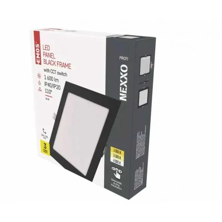 Oprawy-sufitowe - panel led wpuszczany , kwadrat, czarny, 18w, cct nexxo zd2343 emos 