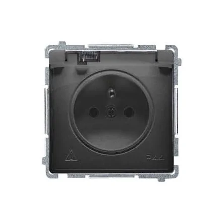 Gniazda-pojedyncze-podtynkowe - gniazdo pojedyncze z klapką dymną do łazienki ip44 czarny mat bmgz1b.01/49 simon basic kontakt-simon 