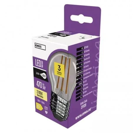 Gwint-trzonek-e27 - zf1120 żarówka led filament mini globe 3.4w-40w e27 ciepła biel 470lm emos 