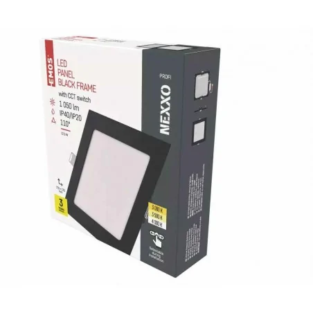Oprawy-sufitowe - led panel wpuszczany czarny kwadrat 12w, cct 3000k/3500k/4000k nexxo zd2333 emos 