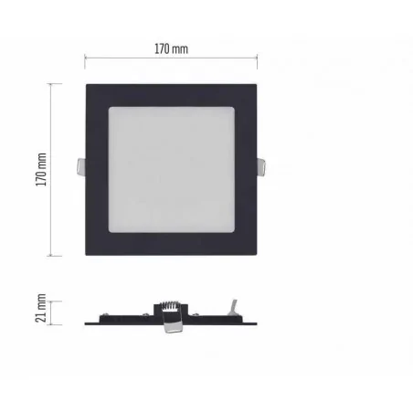 Oprawy-sufitowe - led panel wpuszczany czarny kwadrat 12w, cct 3000k/3500k/4000k nexxo zd2333 emos 