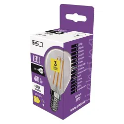 Gwint-trzonek-e14 - zf1221 żarówka led filament mini globe 3.4w-40w e14 neutralna 470lm emos 